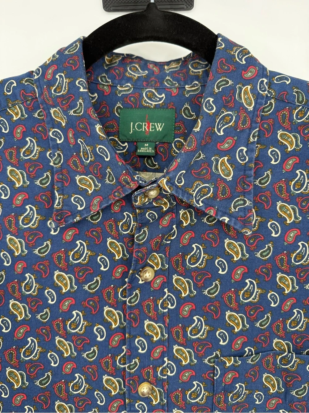 J.Crew Paisley Print Button Front Shirt Indie Boho Casual Cotton Pocket Medium